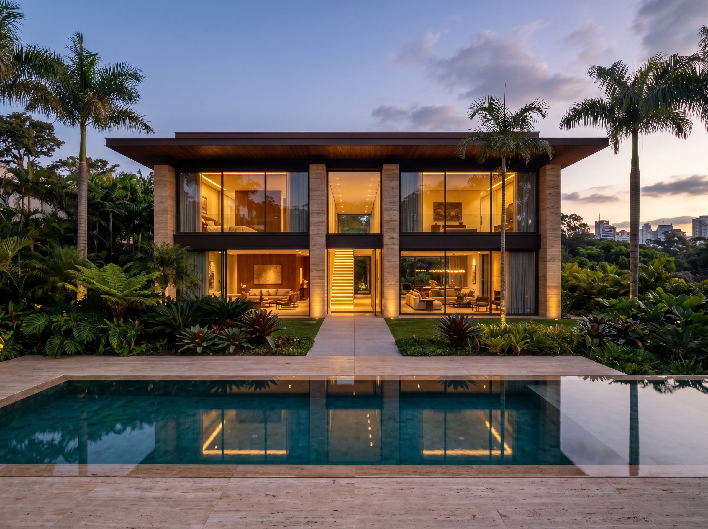 Casa moderna em Jardim Europa com piscina e jardim tropical